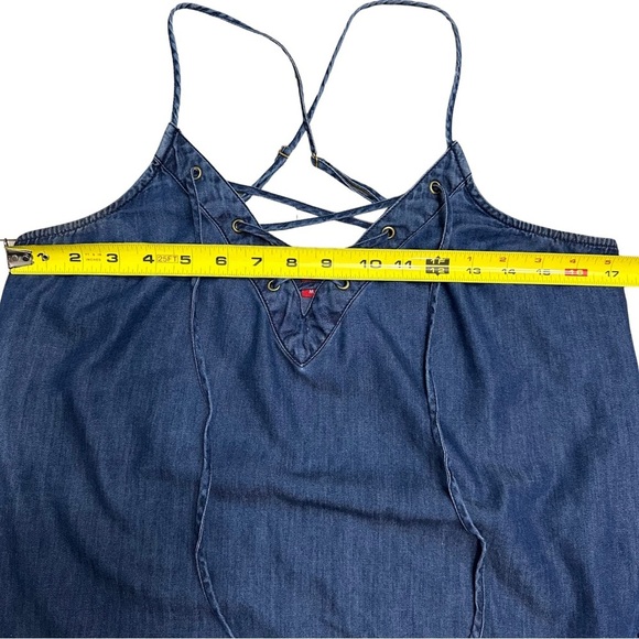 Guess Blue Lace-Up Top SZ Medium Adjustable Straps Made In India Cotton Blend - Picture 8 of 9